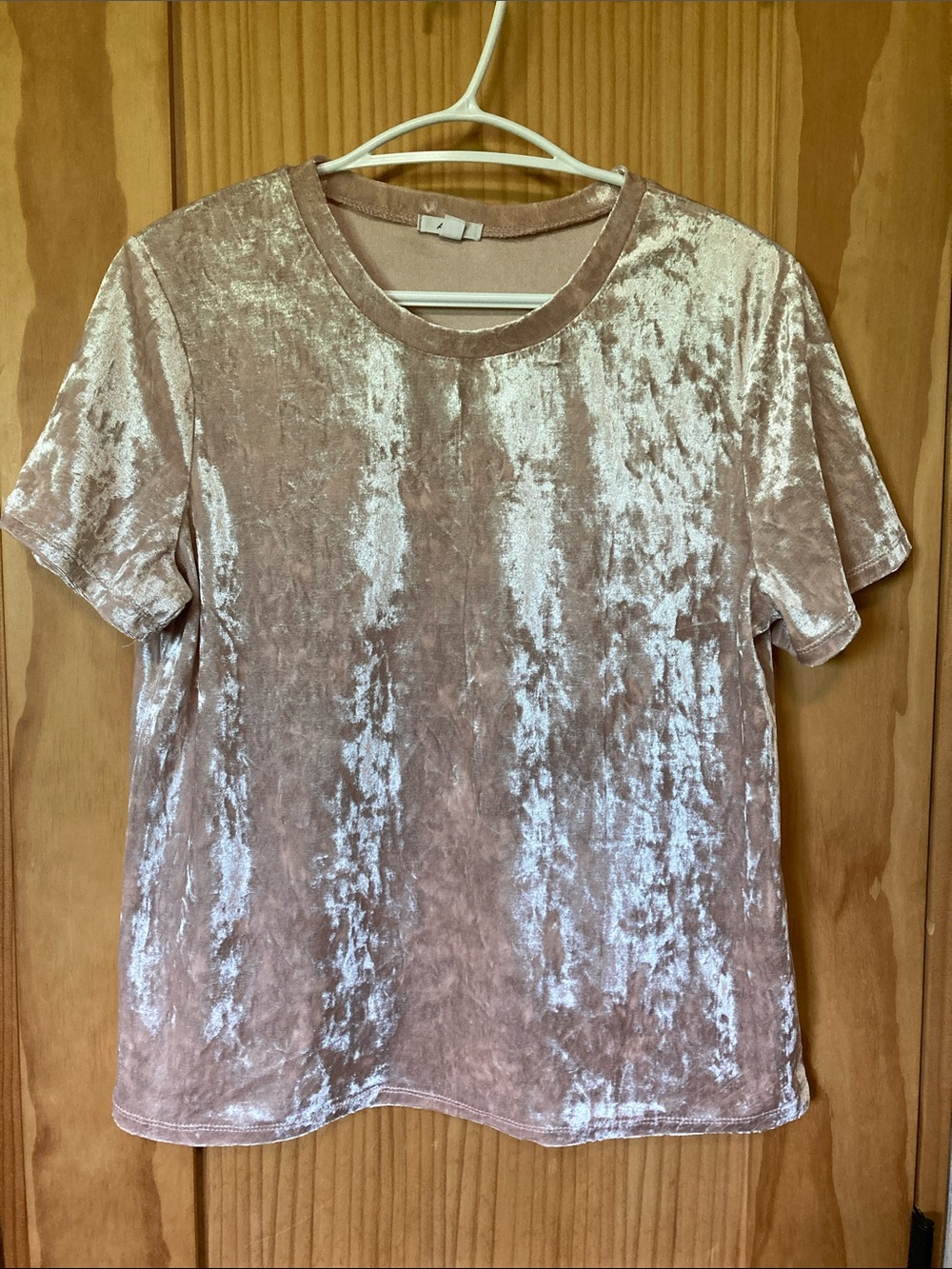 Ardene, Crushed Velvet Short Sleeve Tee - Blush Pink